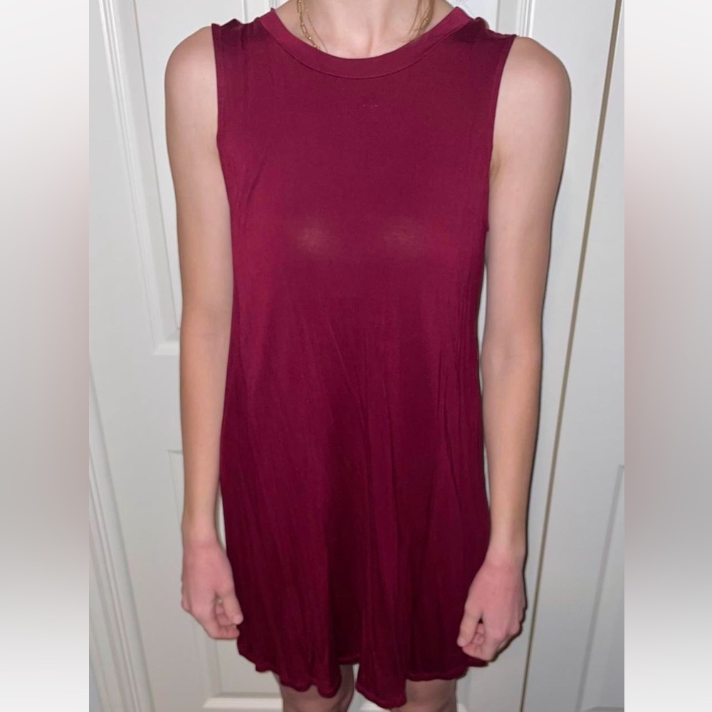 Maroon Alya Sleeveless T-Shirt Dress